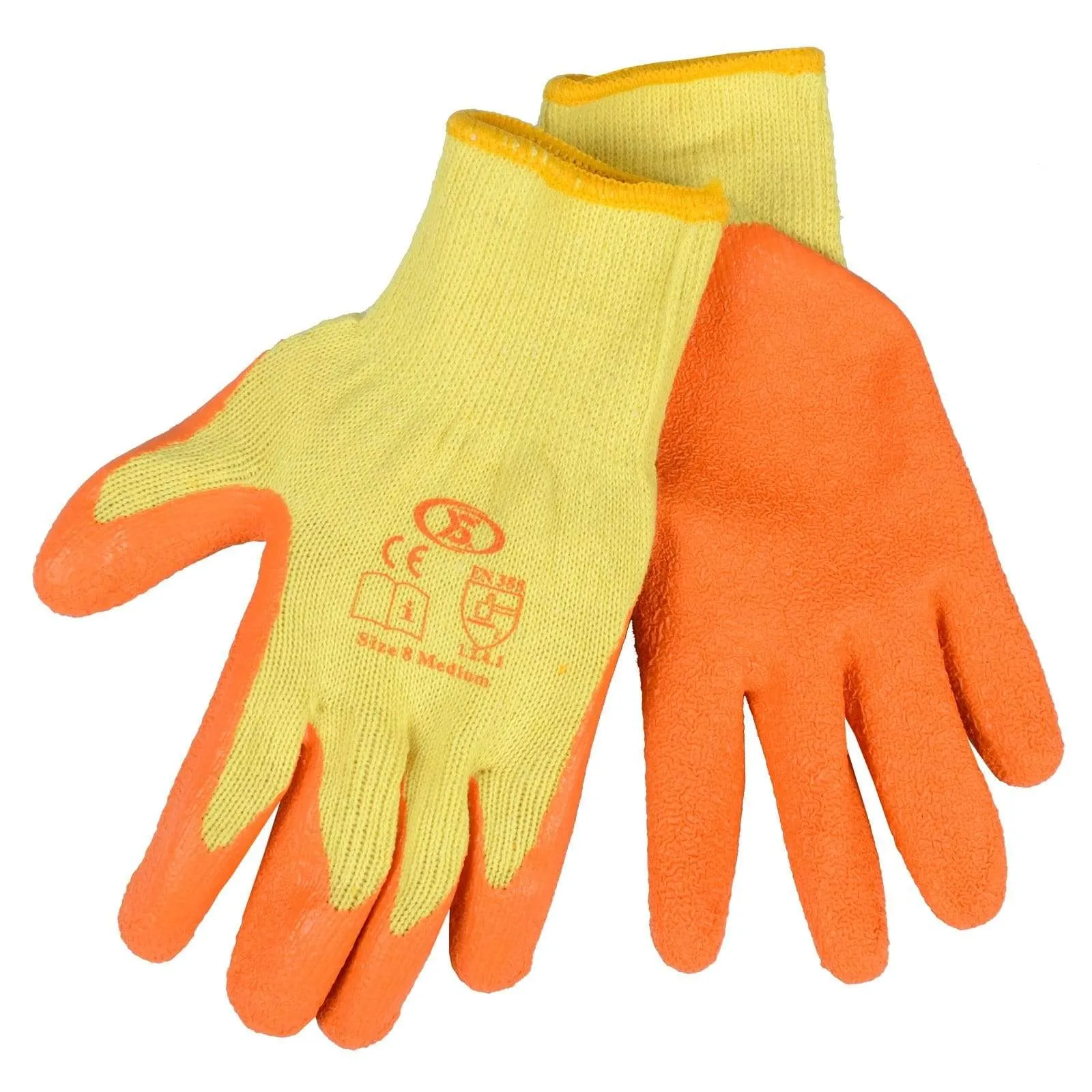 12 Pairs Workwear DIY Builders Gardening Latex Rubber Coated Work Gloves