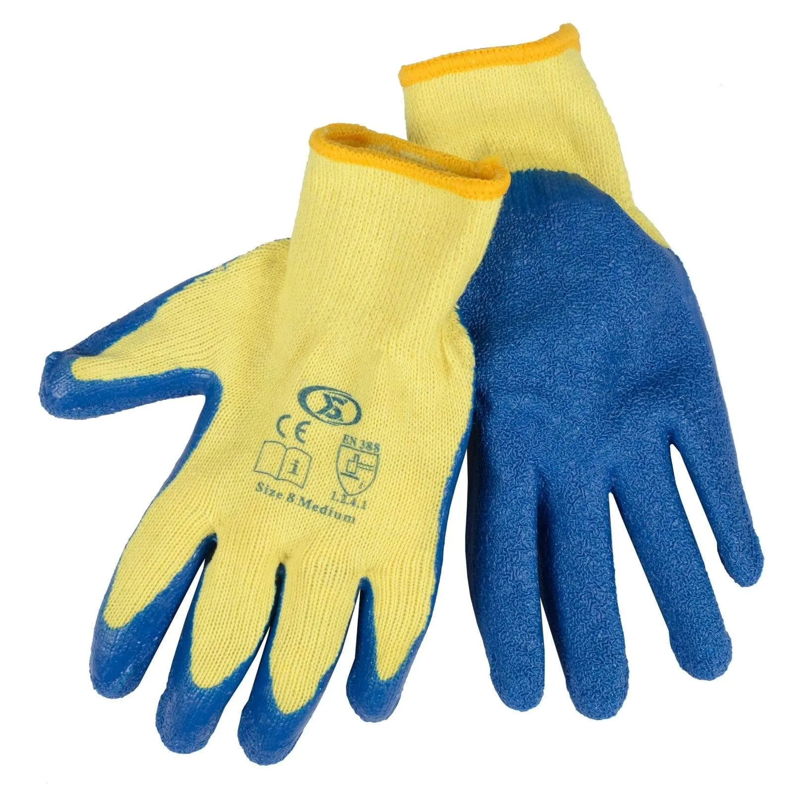 12 Pairs Workwear DIY Builders Gardening Latex Rubber Coated Work Gloves