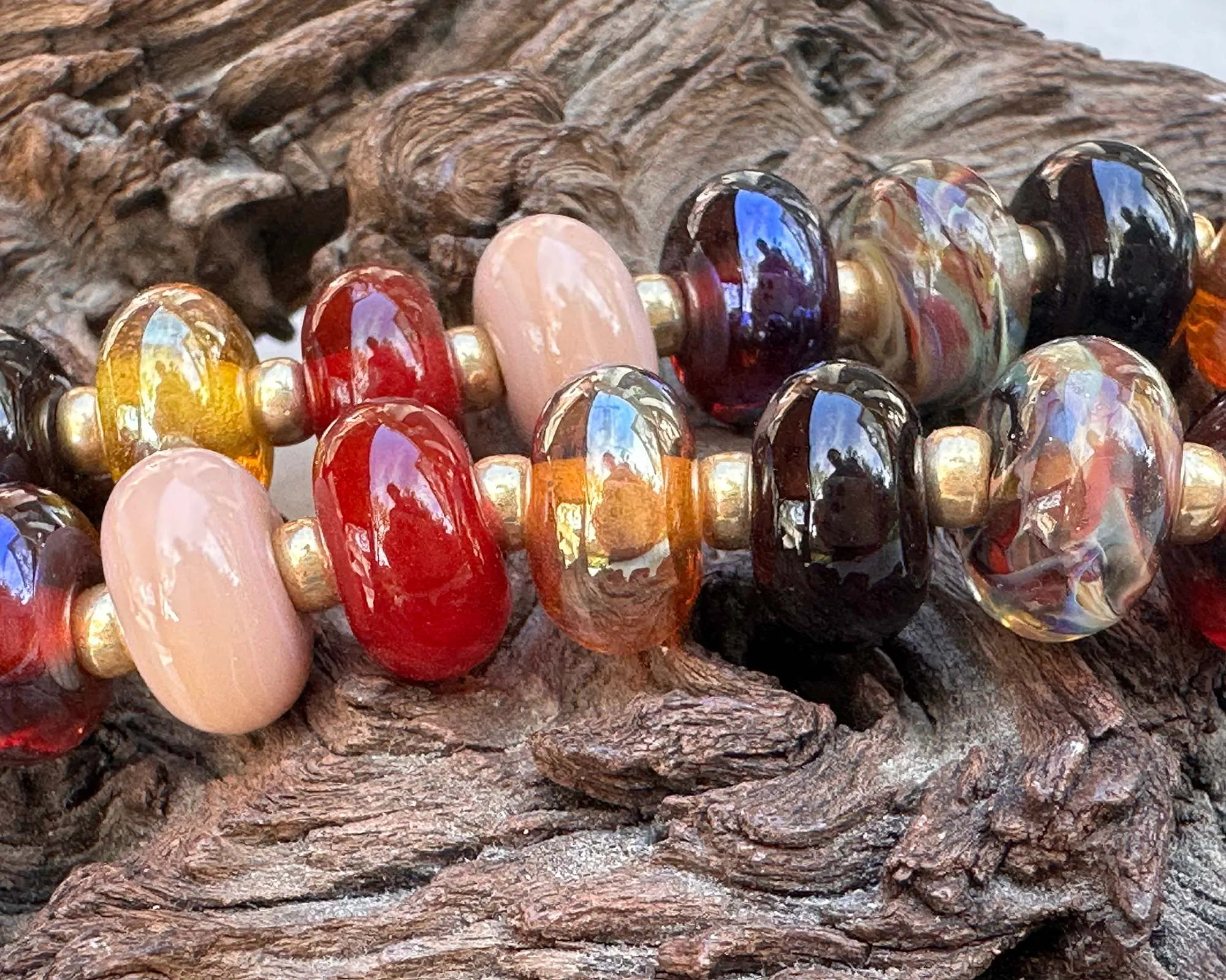 19 Sunset Embers Lampwork Focal Bead SRA
