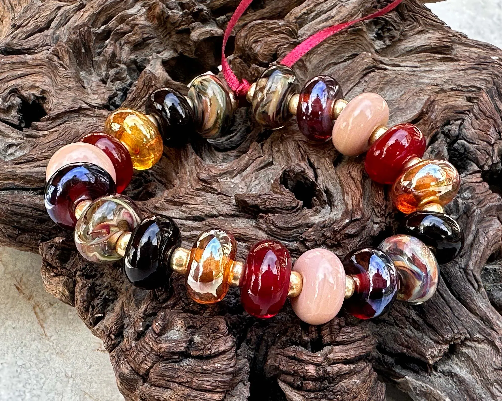 19 Sunset Embers Lampwork Focal Bead SRA