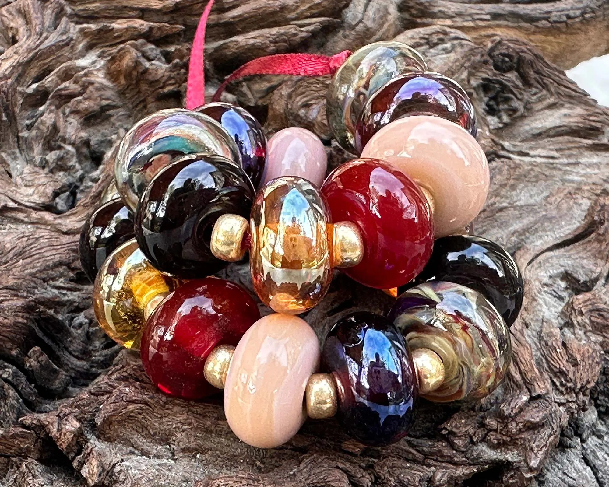 19 Sunset Embers Lampwork Focal Bead SRA