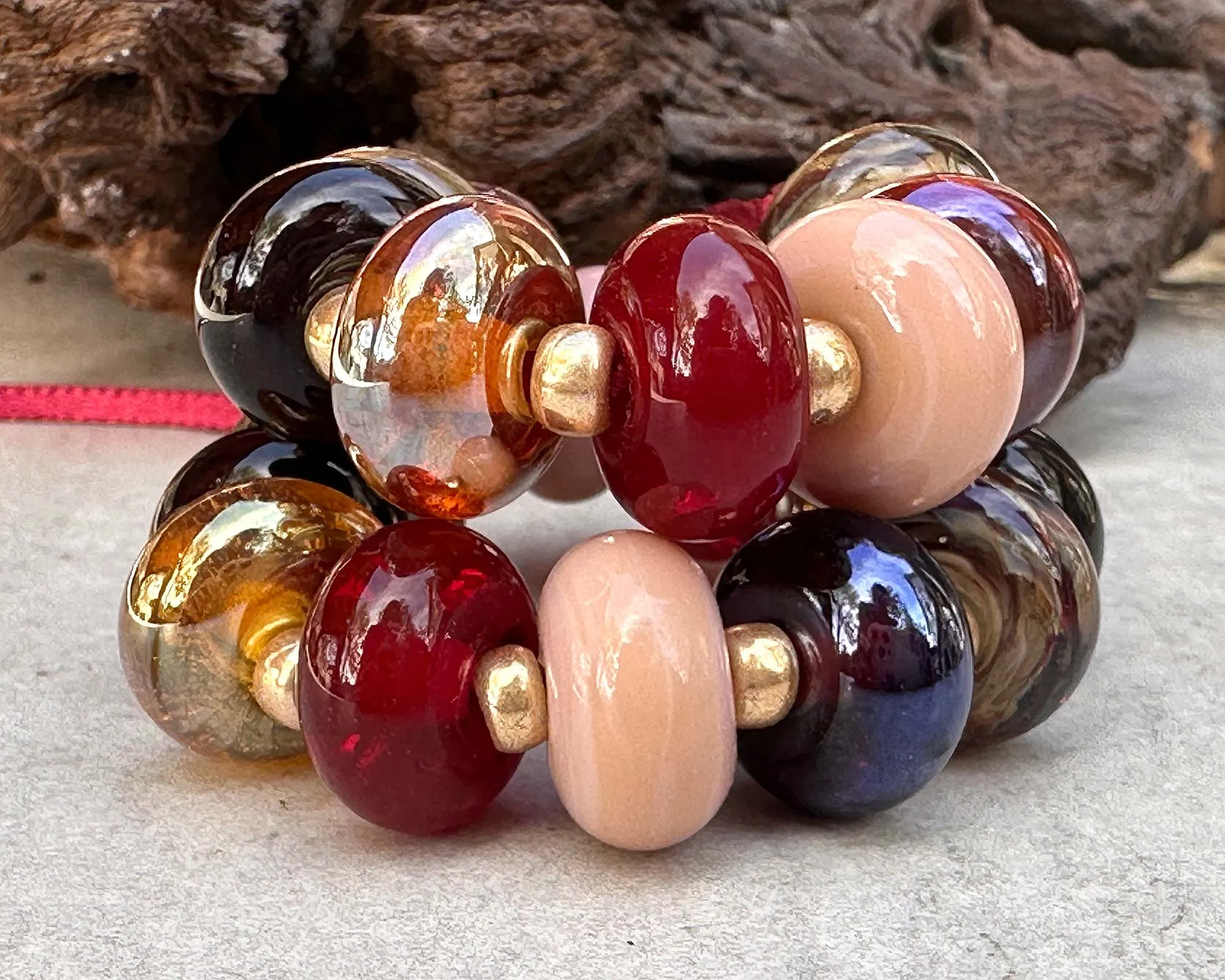 19 Sunset Embers Lampwork Focal Bead SRA