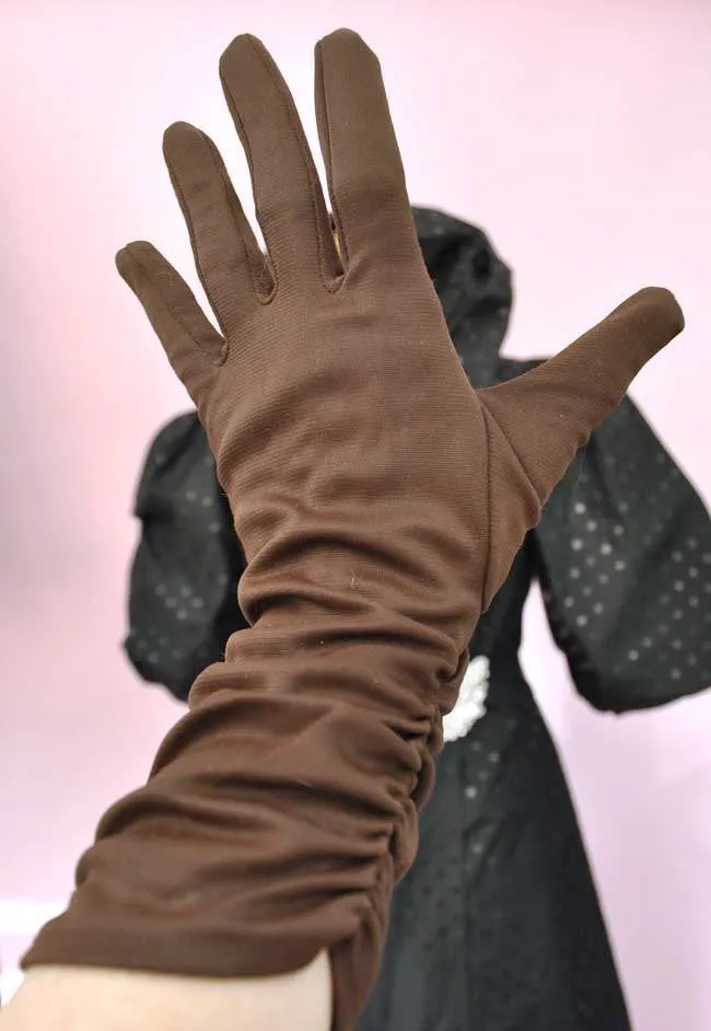 1960s Vintage Chocolate Brown Bracelet Length Gloves • Size 7