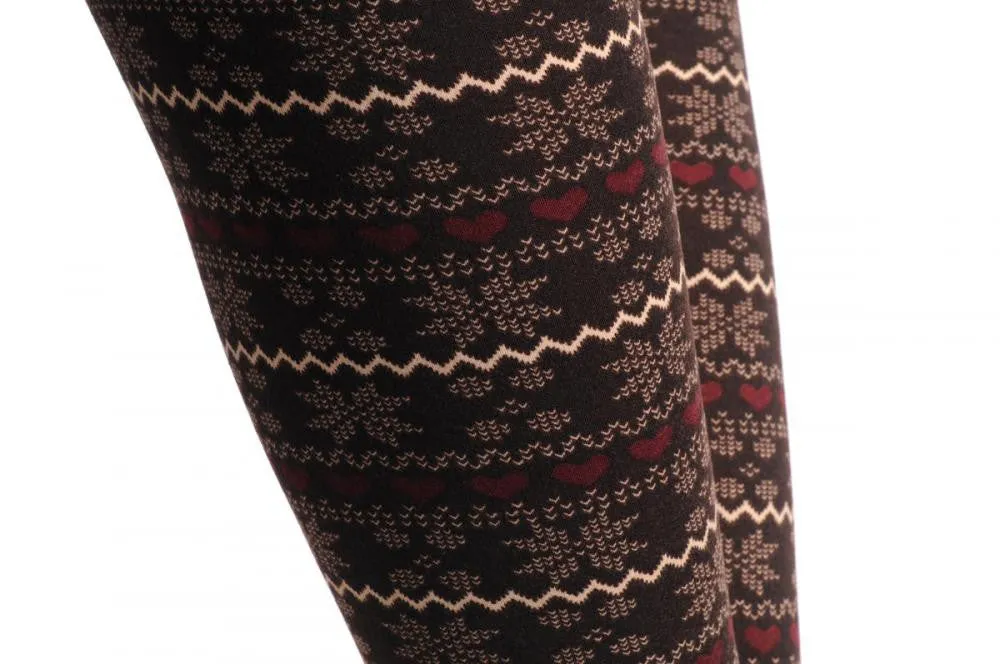 Beige & Burgundy On Dark Brown Aztec Jacquard Knit Print