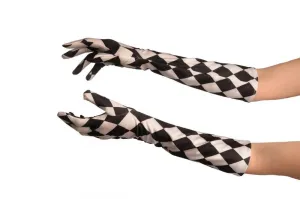 Black & White Satin Harlequin Gloves