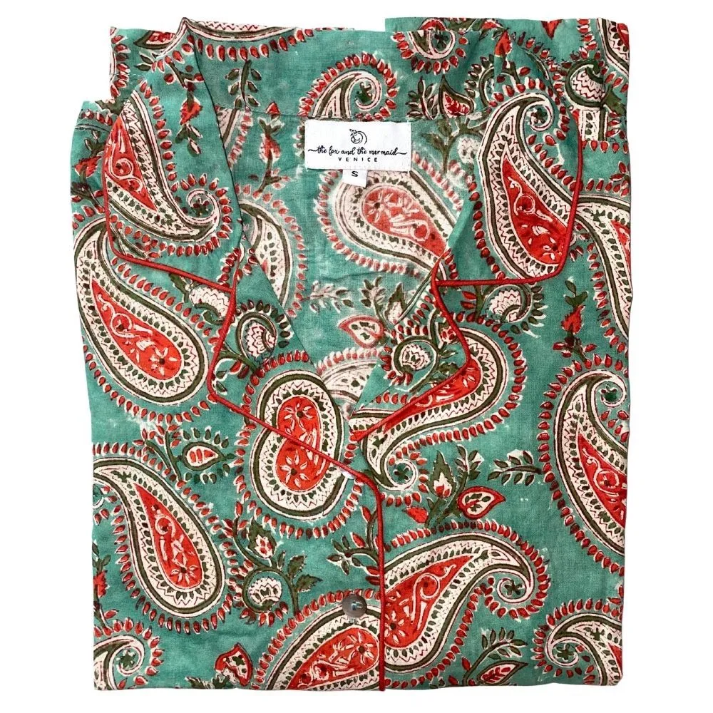 Block Printed Pajama Set: Paisley