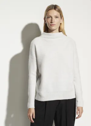Boiled Cashmere Funnel Neck Pullover in Heather Platinum