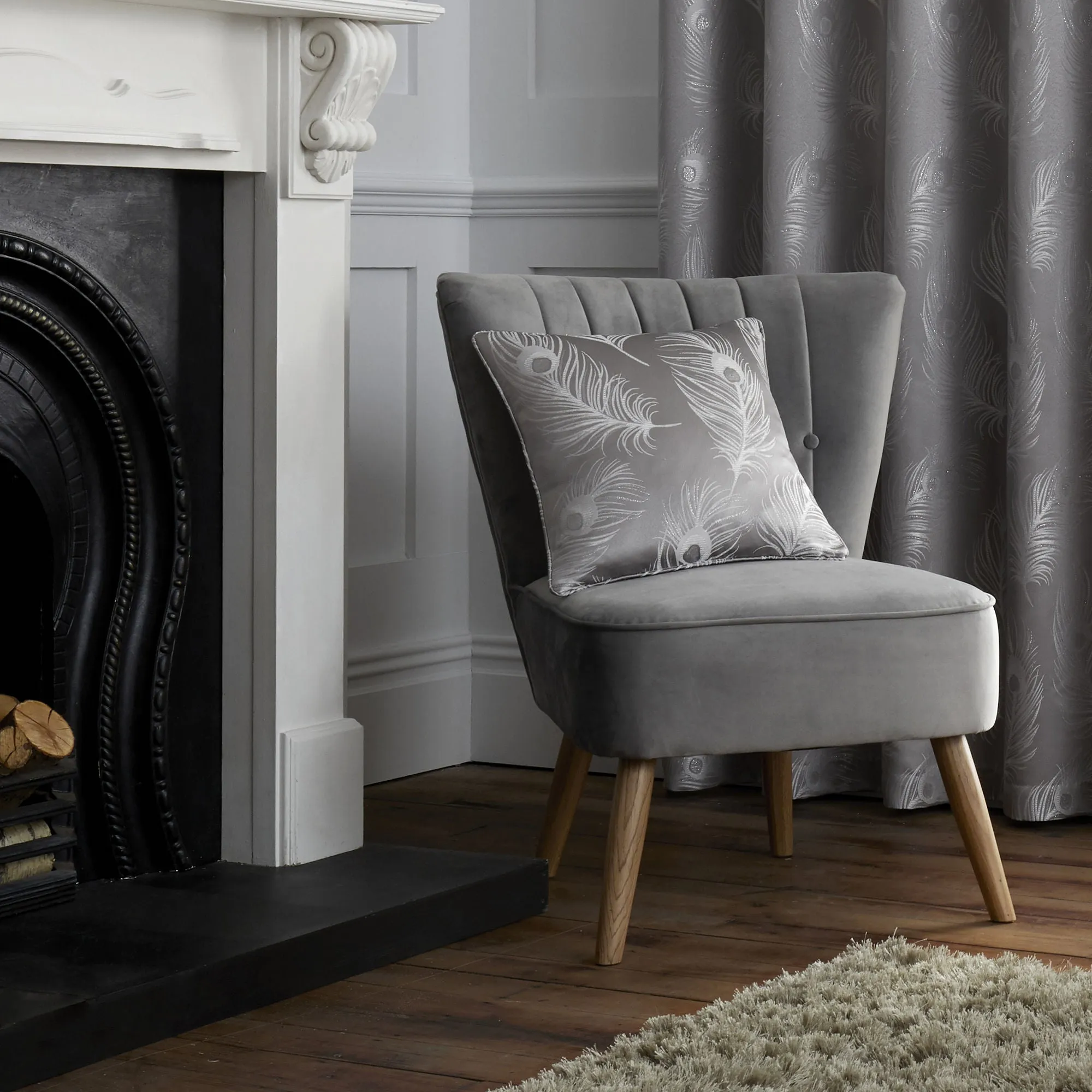 Feather Cushion by Curtina in Silver 43 x 43cm