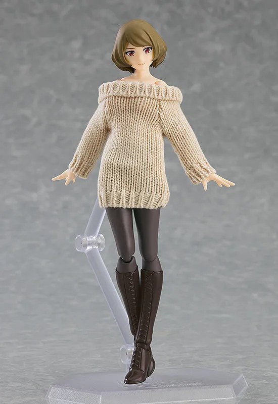 figma Styles figma Styles Off-the-Shoulder Sweater Dress (Pink Beige)
