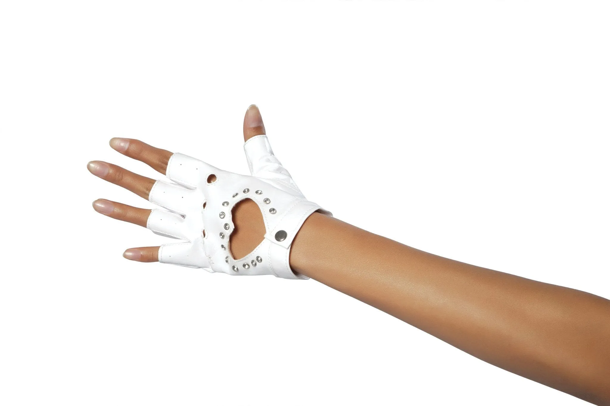 Gloves with Cut-out Heart and Stones