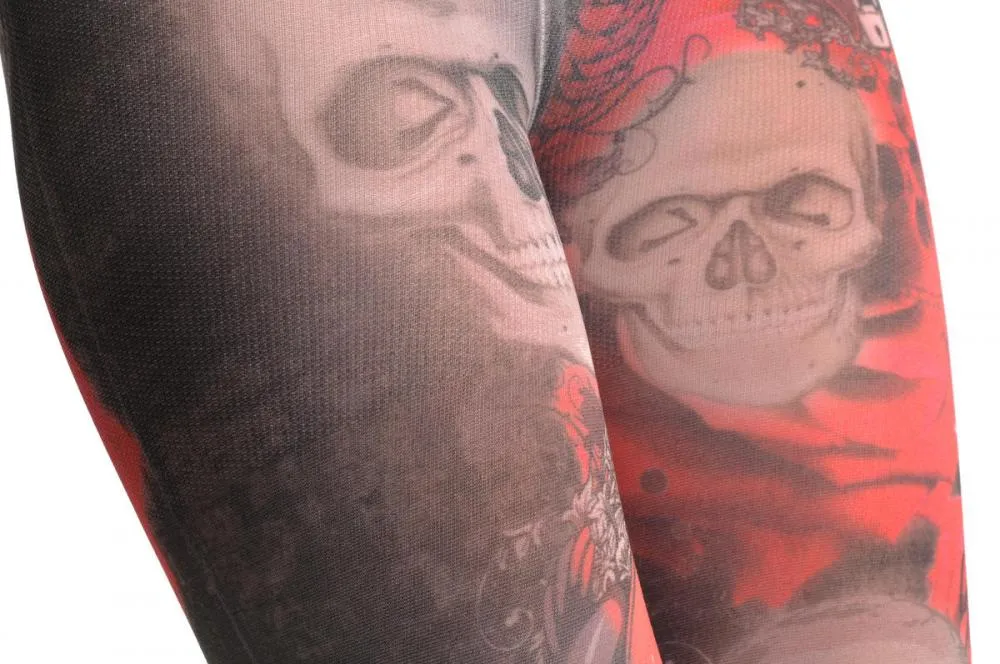 Gothic Skull With Red Roses & The Lock