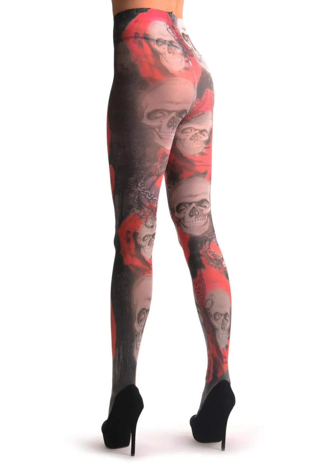 Gothic Skull With Red Roses & The Lock