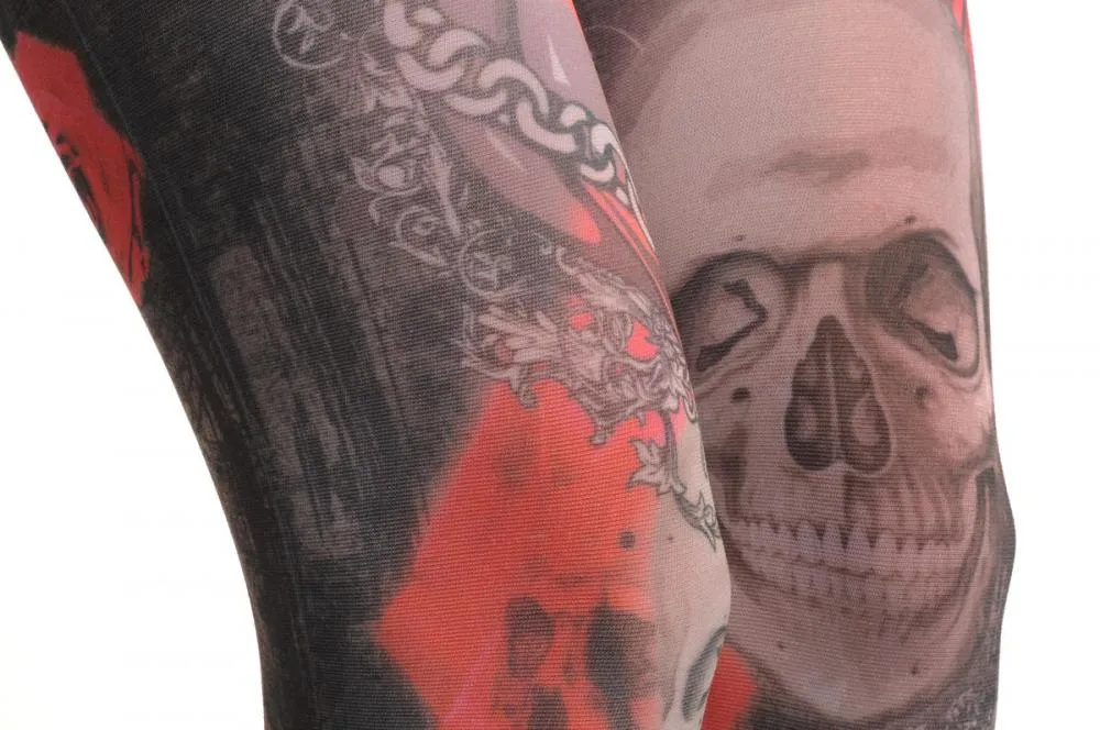 Gothic Skull With Red Roses & The Lock