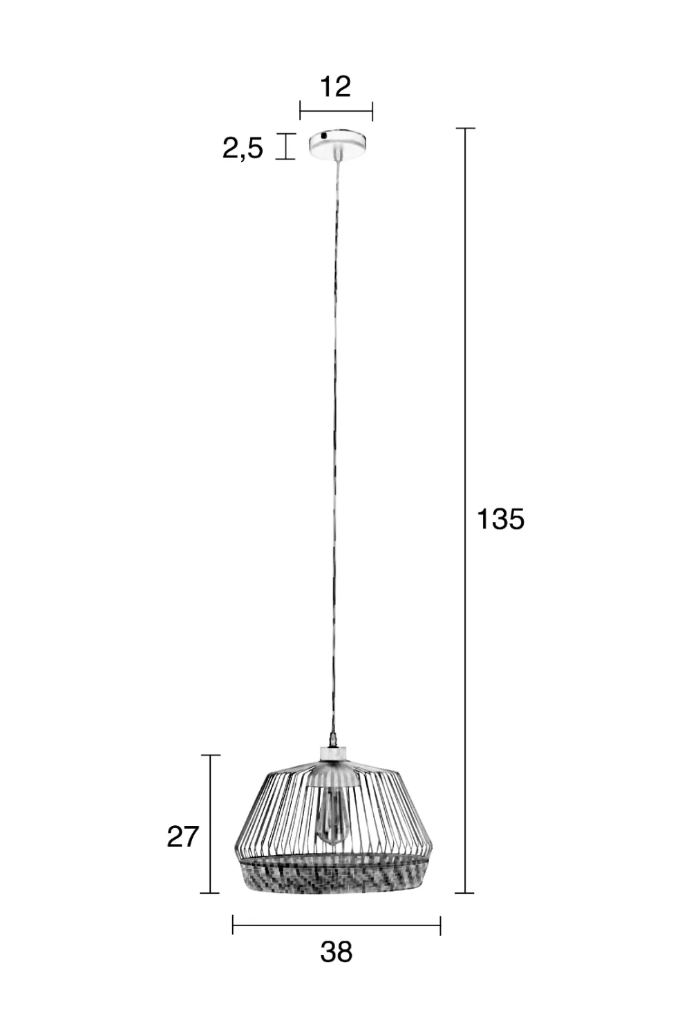 Gray Wide Cage Pendant Lamp | Zuiver Birdy
