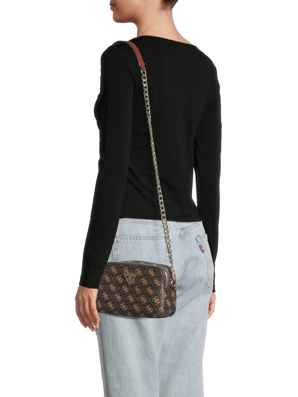 Guess Noelle shoulder bag, light brown/dark brown