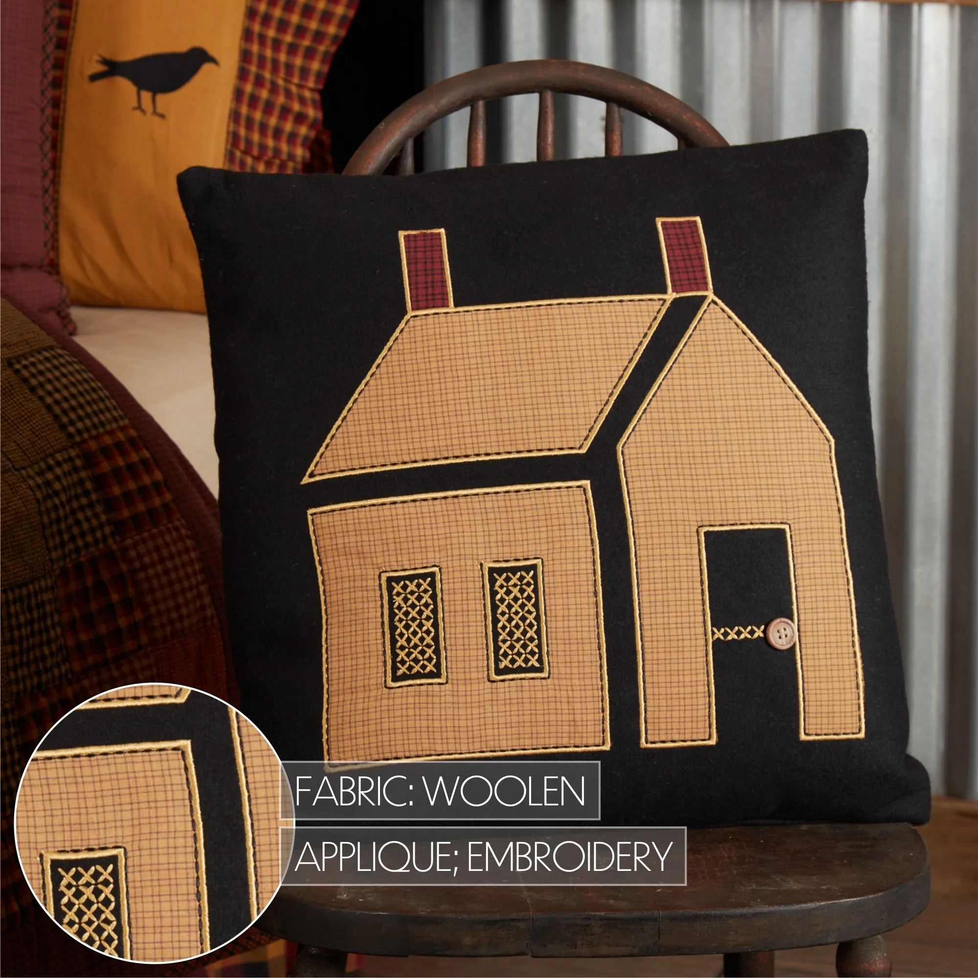 Heritage Farms Primitive House Pillow 18x18