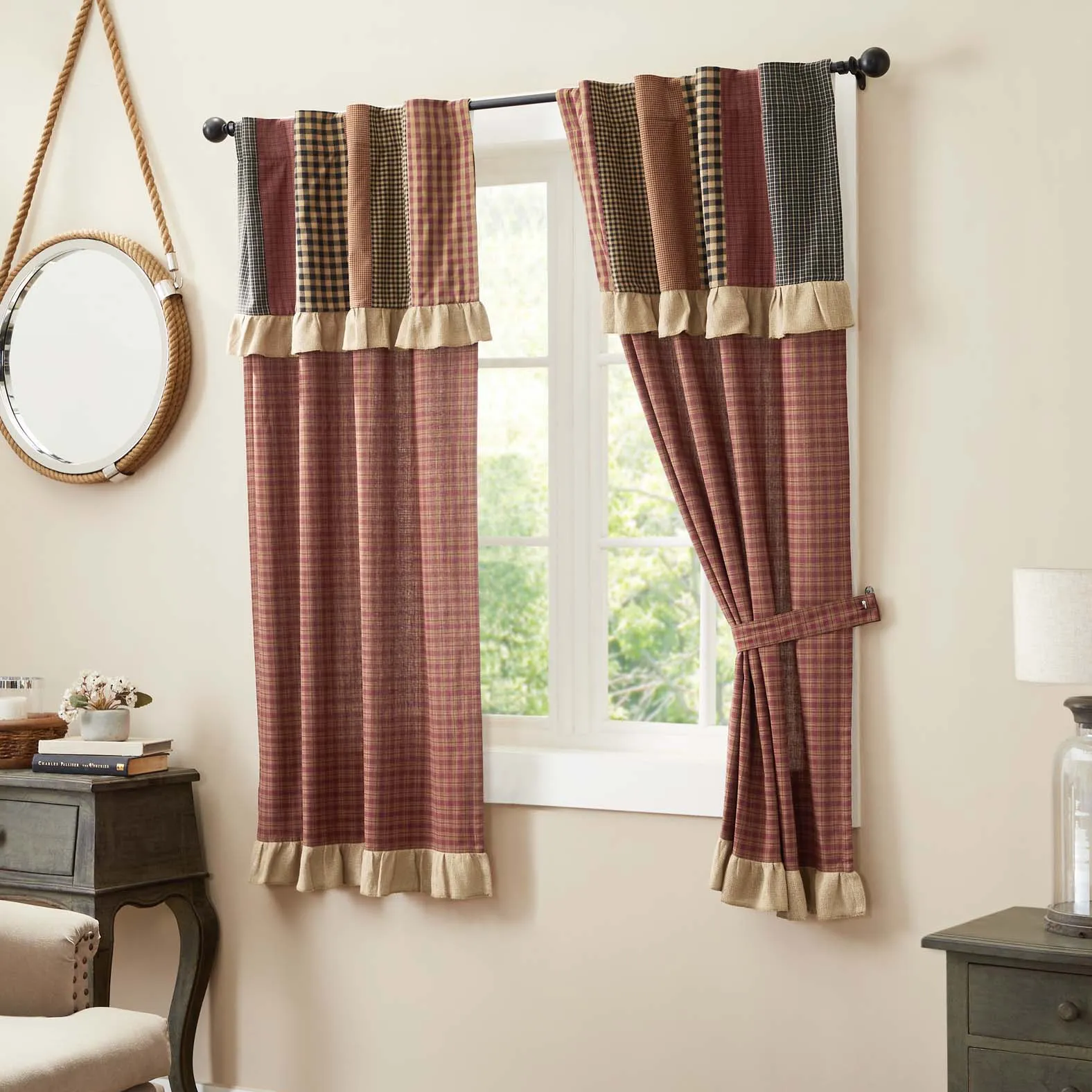 Maisie Panel with Attached Patch Valance Set of 2