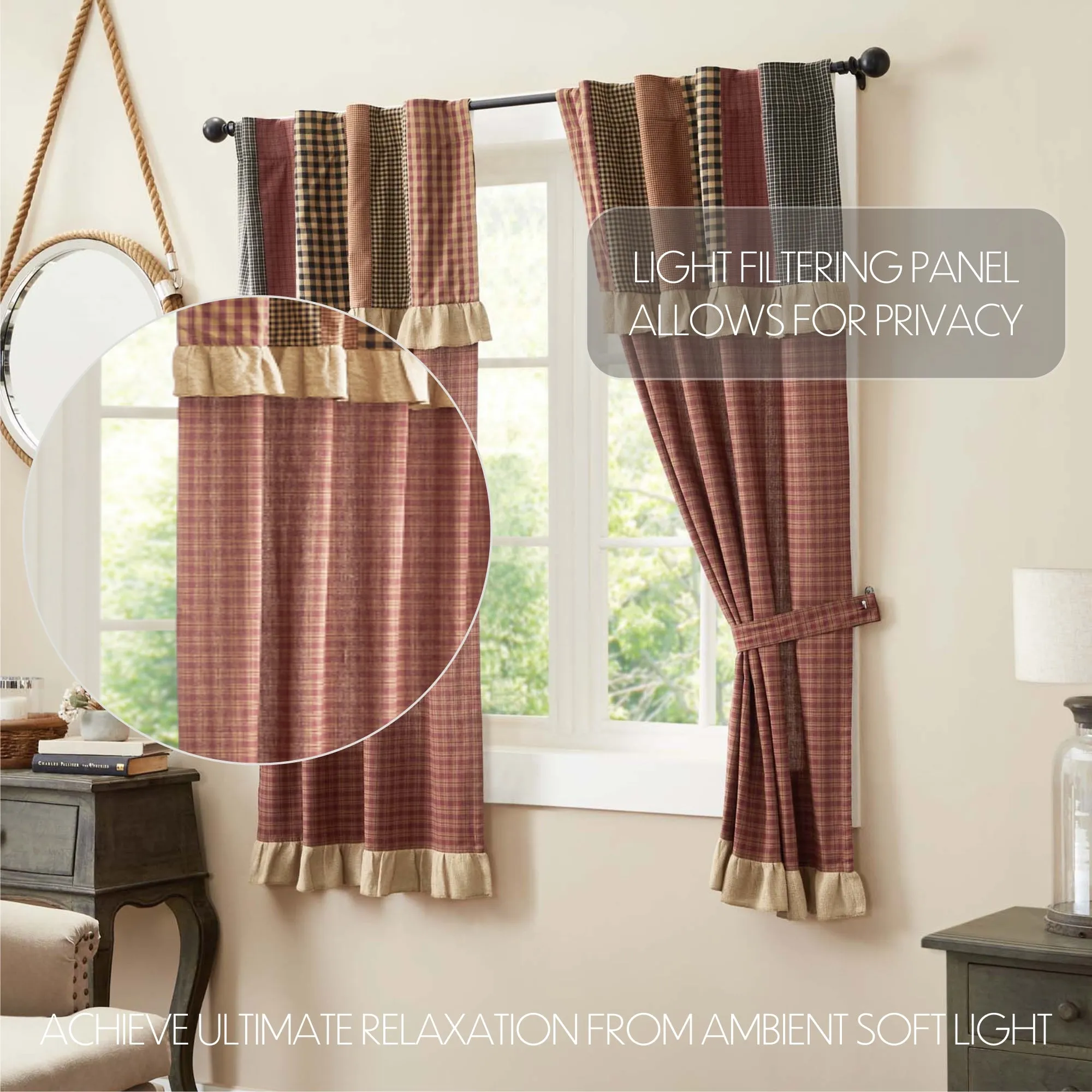Maisie Panel with Attached Patch Valance Set of 2