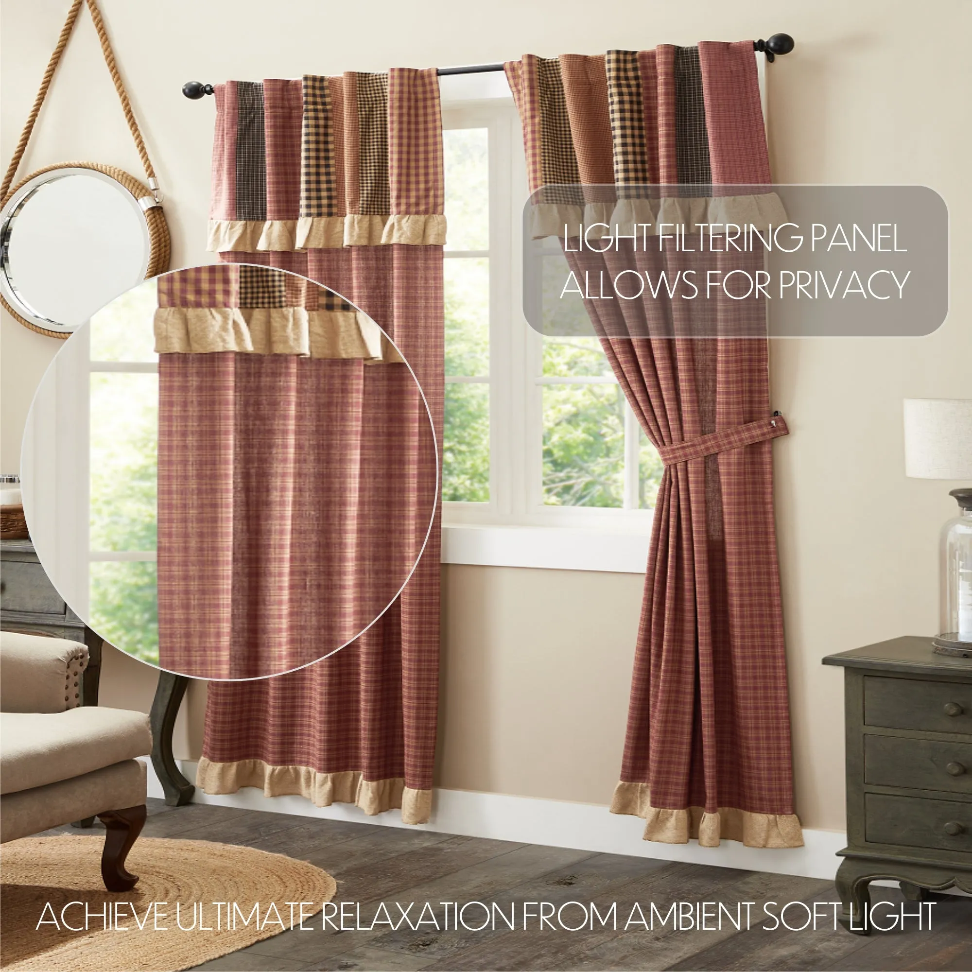 Maisie Panel with Attached Patch Valance Set of 2