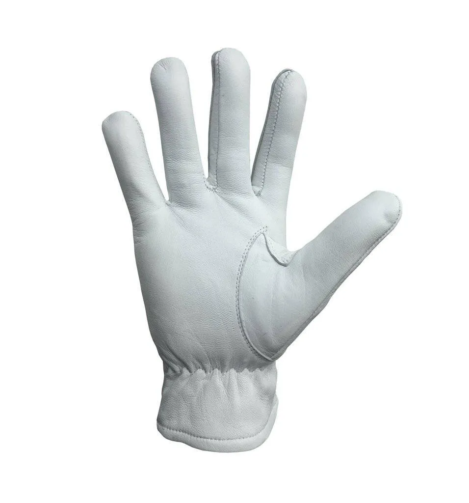 Master Mason Blue Lodge Gloves - White Leather with Yellow Square & Compass