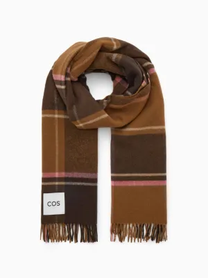 Oversized checked wool scarf