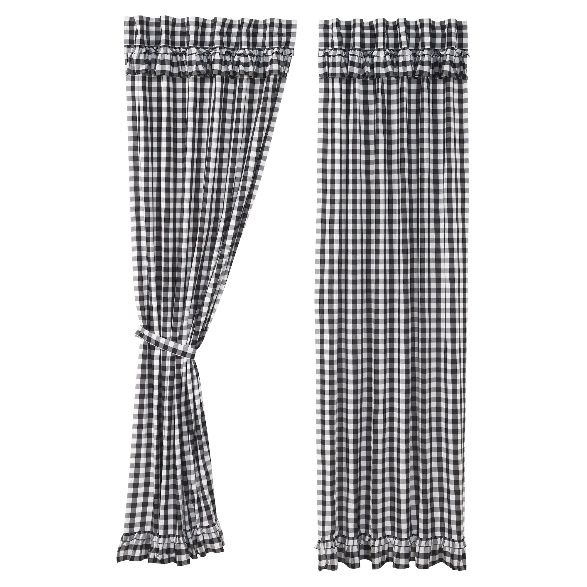 Panels Annie Buffalo Check Ruffled Farmhouse Window Curtain Set VHC Brands