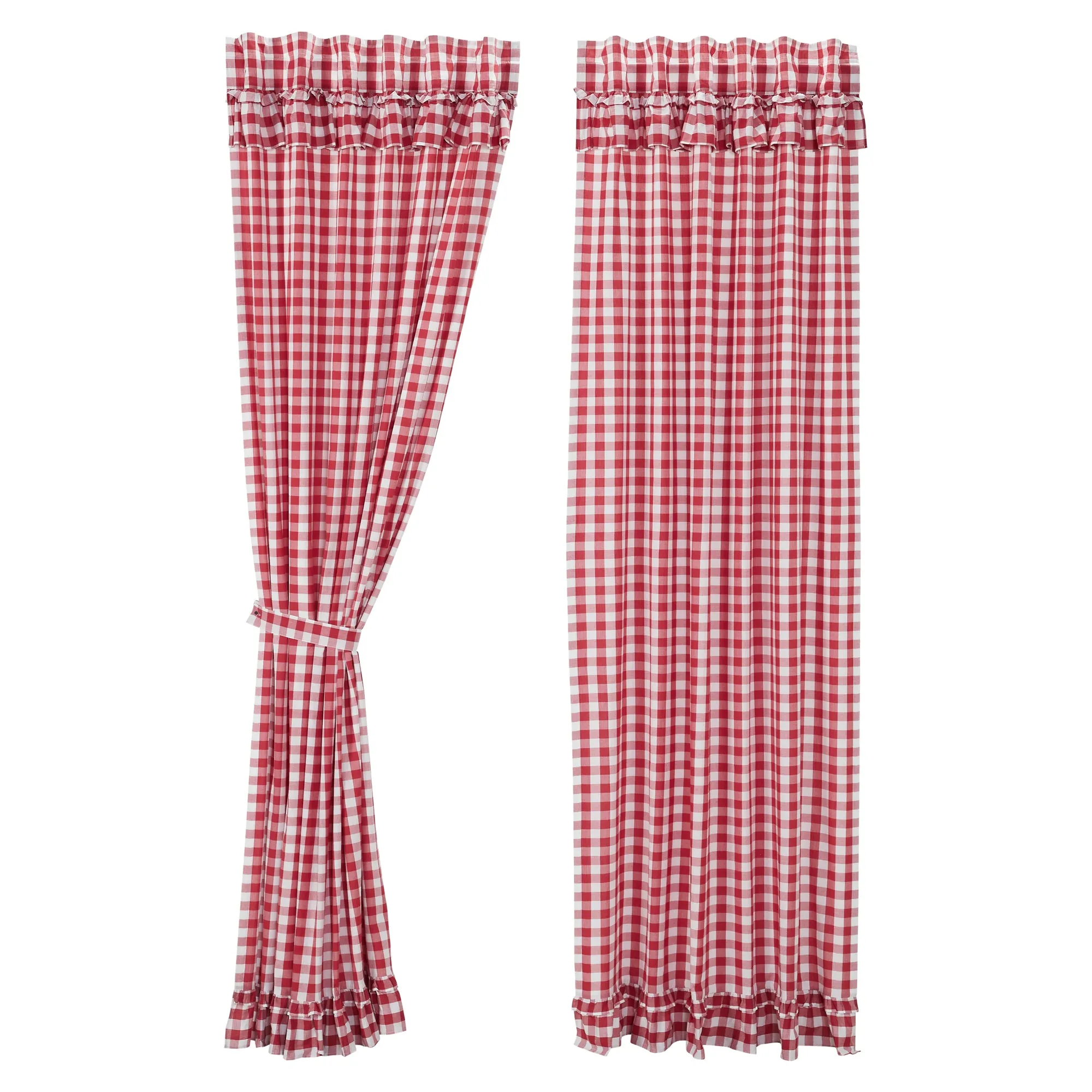 Panels Annie Buffalo Check Ruffled Farmhouse Window Curtain Set VHC Brands