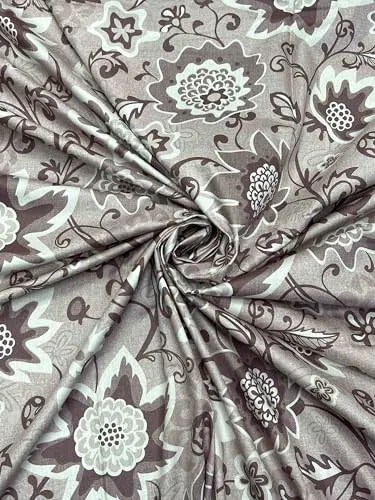 Pure Decor 100% Pure Cotton Lifestyle Collection King Size Bedsheet for Double Bed (108"X108") with 2 Coordinate Pillow Covers PD 4281 - Floral, Purple