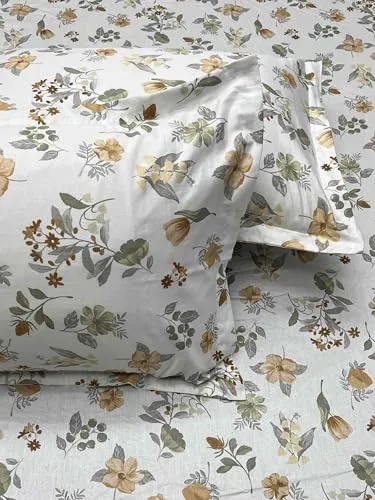 Pure Decor 100% Pure Cotton Royal Velar Collection King Size Twill Fabric Bedsheet for Double Bed (108"X108") with 2 Pillow Covers PD 4250 - Floral, White