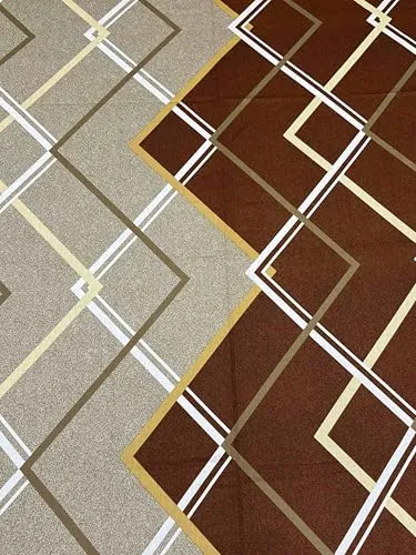 Pure Decor Passion Fur Collection Pure Cotton Bedsheets for Double Bed Cotton with Pillow Cover Set of 2 for Home Queen Size Bed PD 4307 - Geometric, Brown