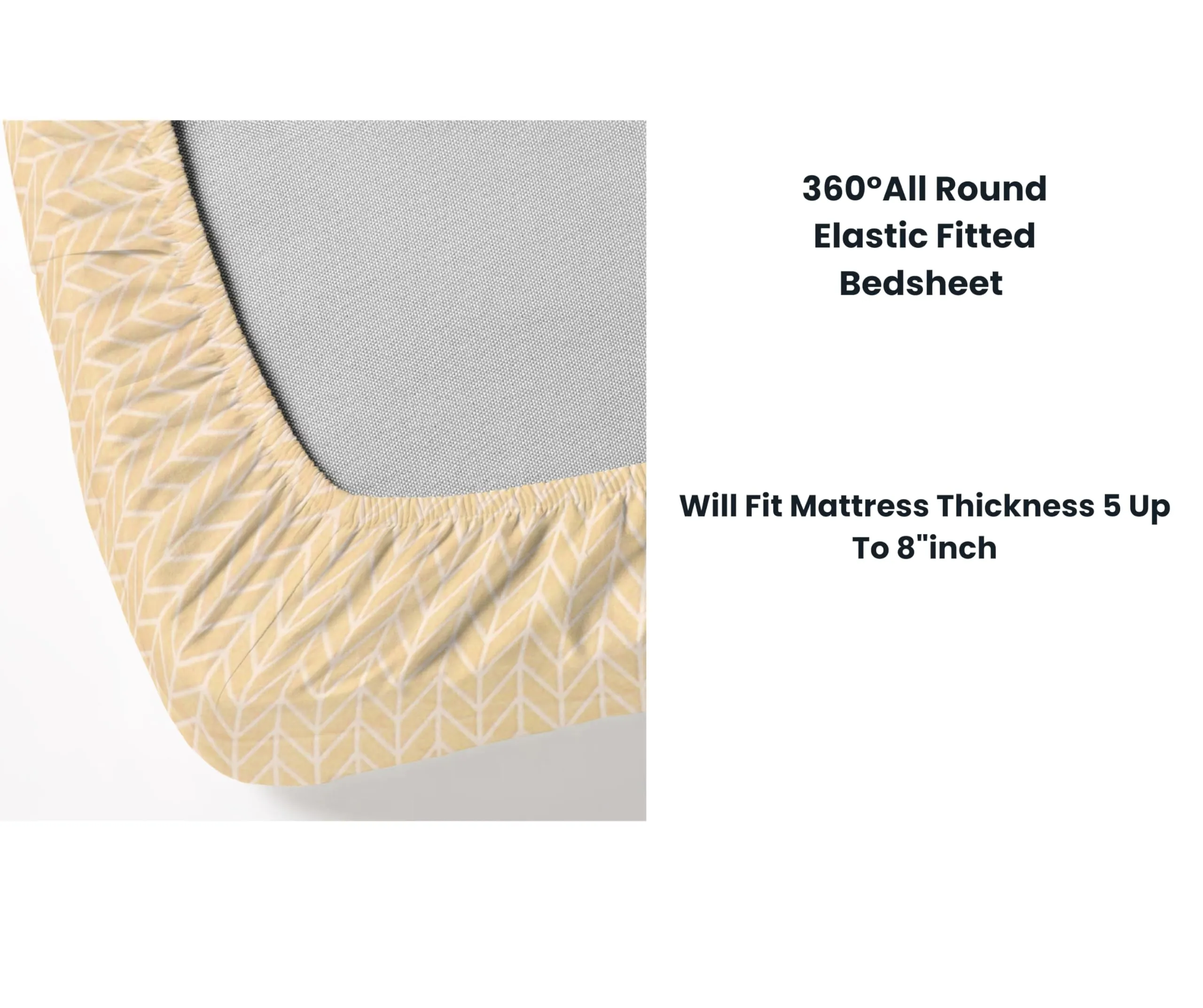 RD TREND Presents Luxurious Glace Cotton Super Soft 210 TC 360° Elastic Fitted Bedsheet King Size (78X72X8 Inch) with 2 Pillow Covers, Color -Beige,Pattern-Solid