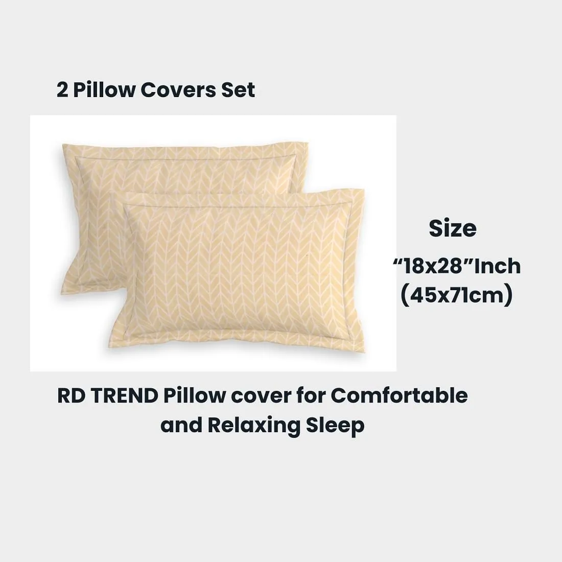 RD TREND Presents Luxurious Glace Cotton Super Soft 210 TC 360° Elastic Fitted Bedsheet King Size (78X72X8 Inch) with 2 Pillow Covers, Color -Beige,Pattern-Solid