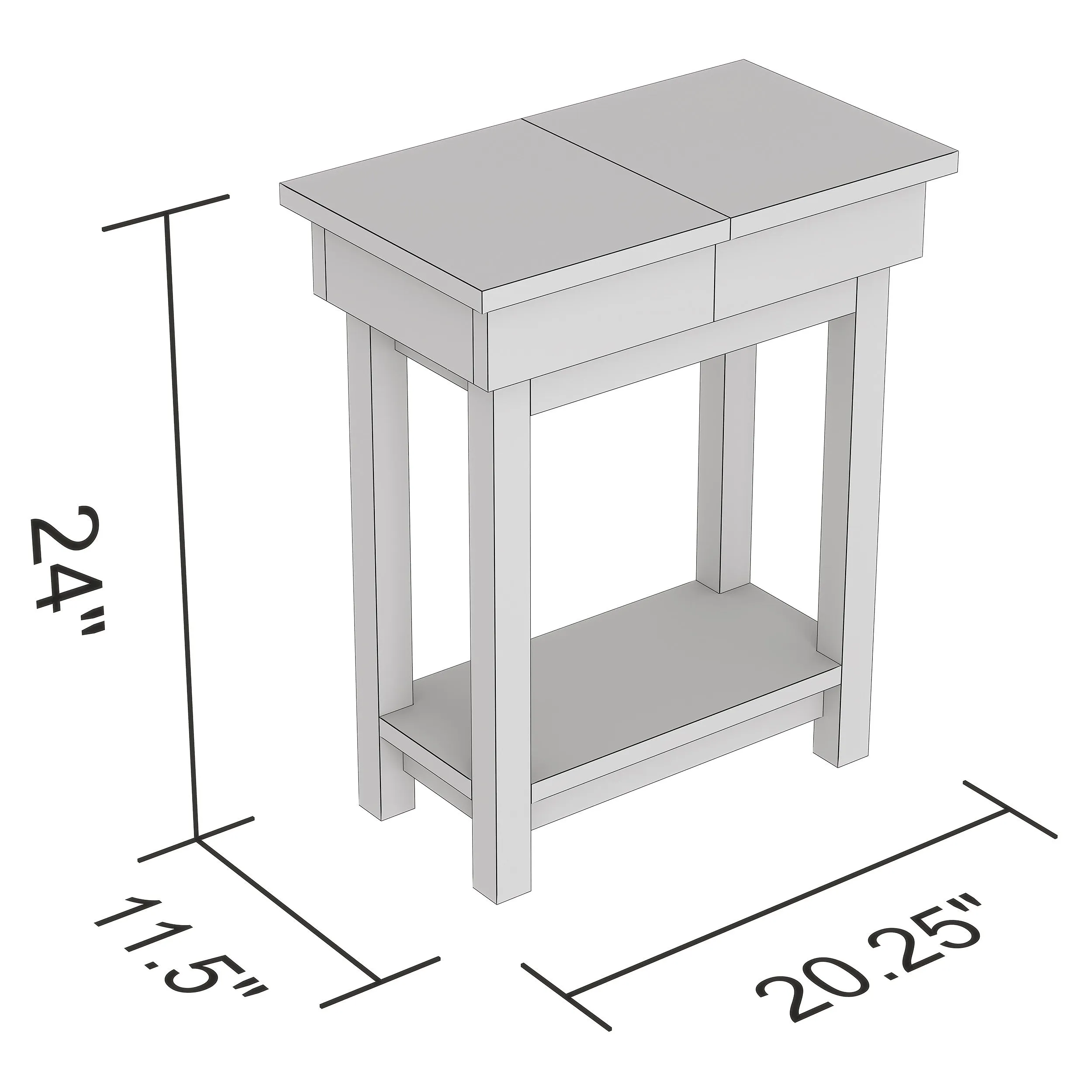 Safdie & Co. Accent Table 20L Dark Grey Open Top Drawer