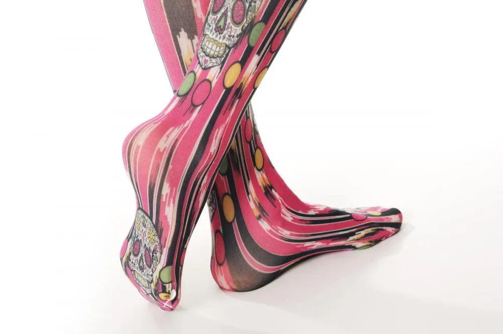 Stripy Pink With Skull & Dots