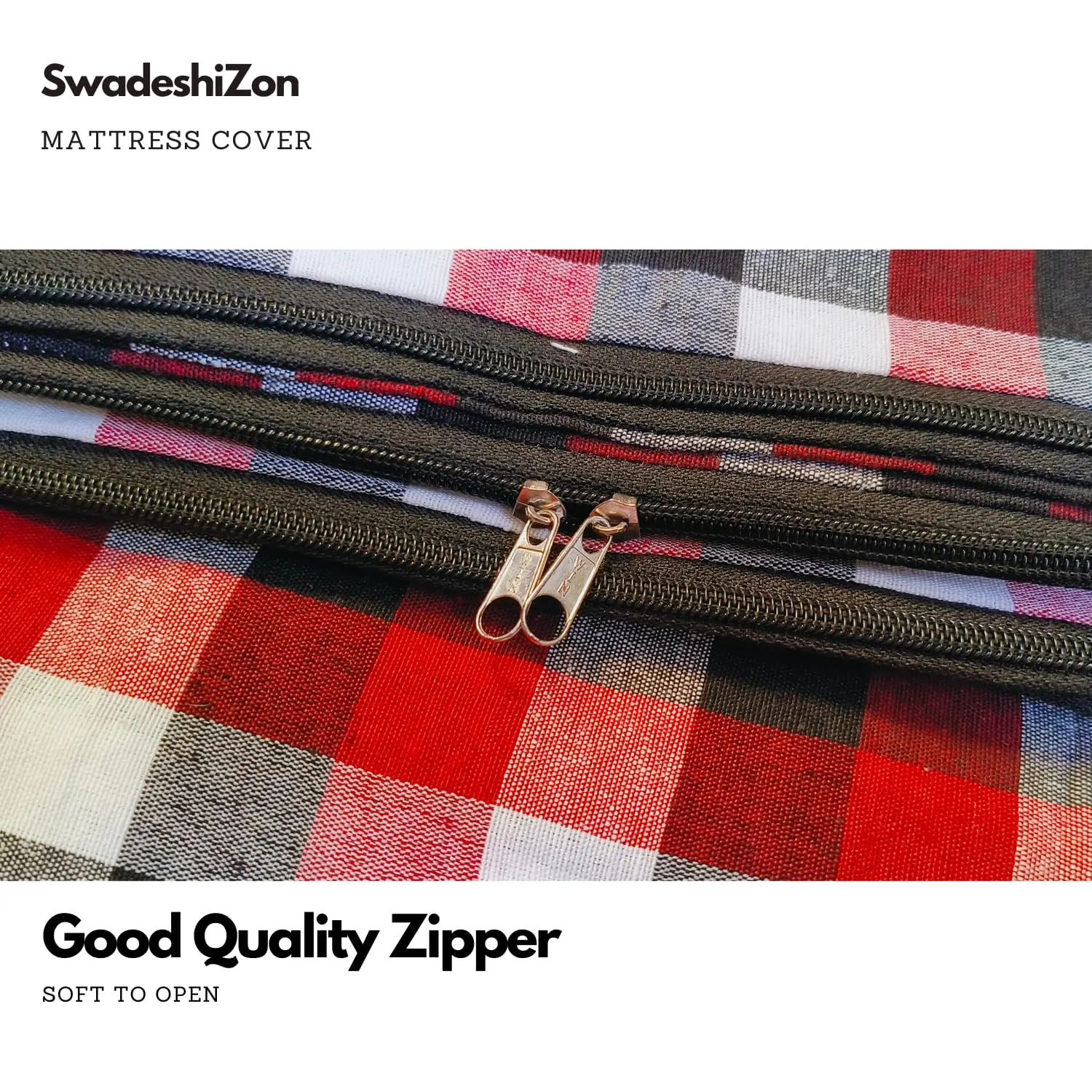 SwadeshiZon Cotton Mattress Cover Protector Single Bed Size with Zipper - Chain | Ultra Soft Breathable- Hypoallergenic | 72x36x4 inches, 3x6 ft, Multicolor, Pack of 2, 250 Gsm