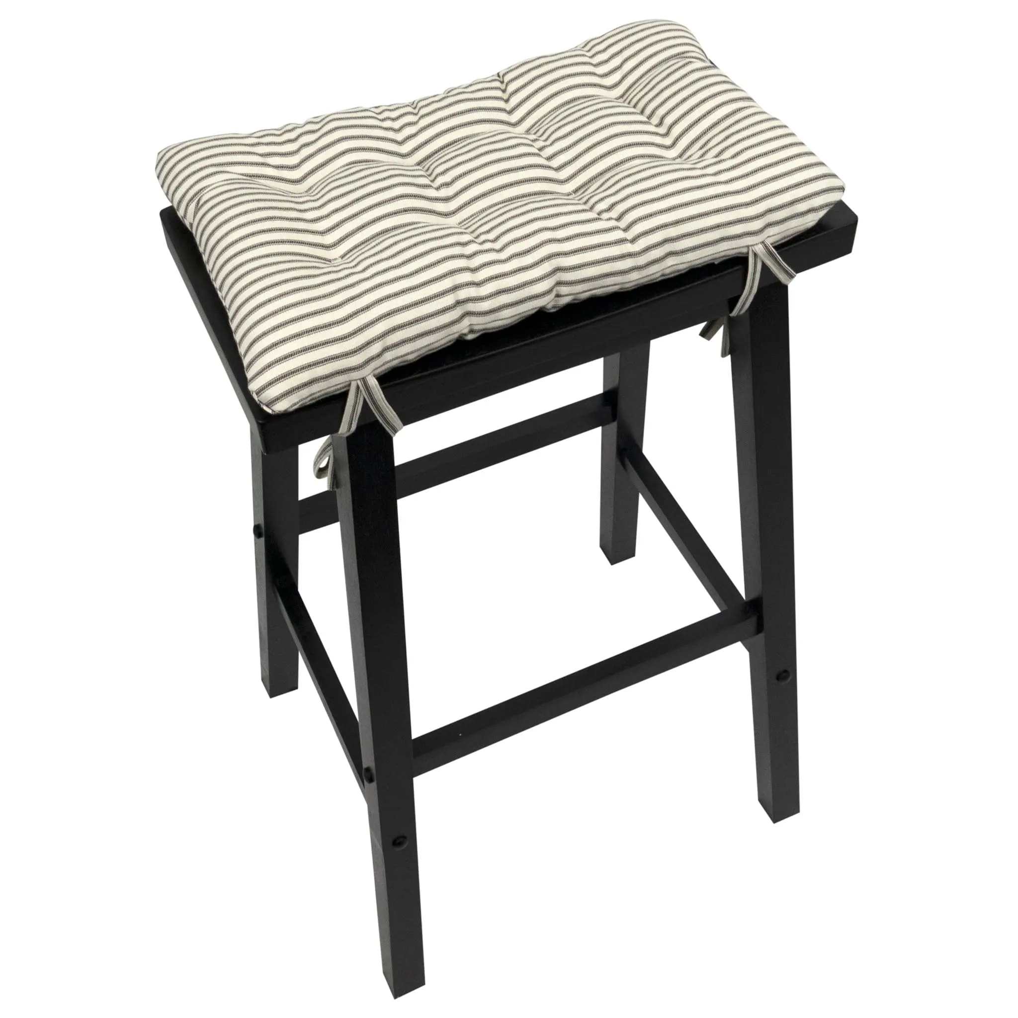 Ticking Stripe Black Saddle Stool Cushions - Gaucho Stool - Satori Seat Cushions