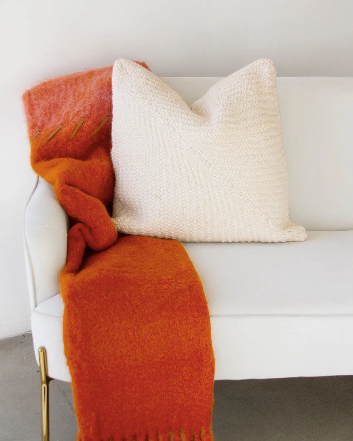 Trigo Wool Throw Pillow in White