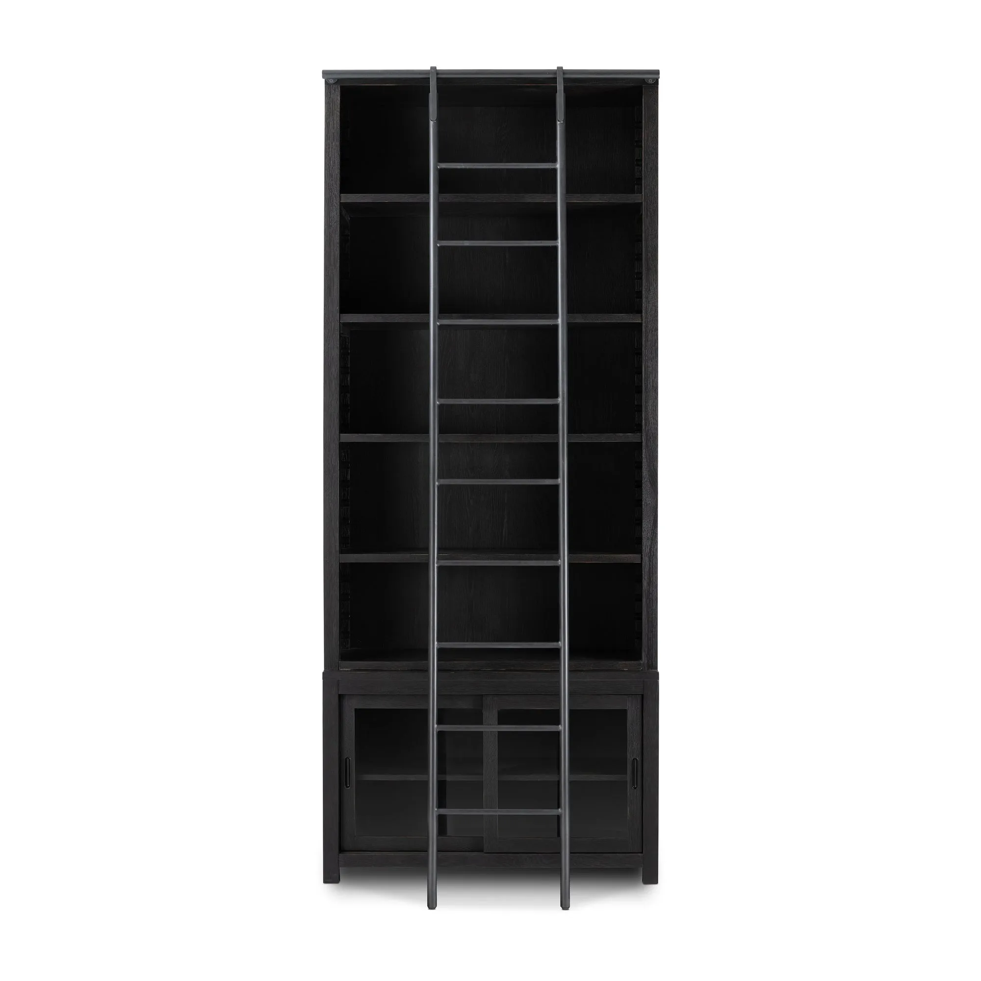 Wilson Black Bookcase With Ladder