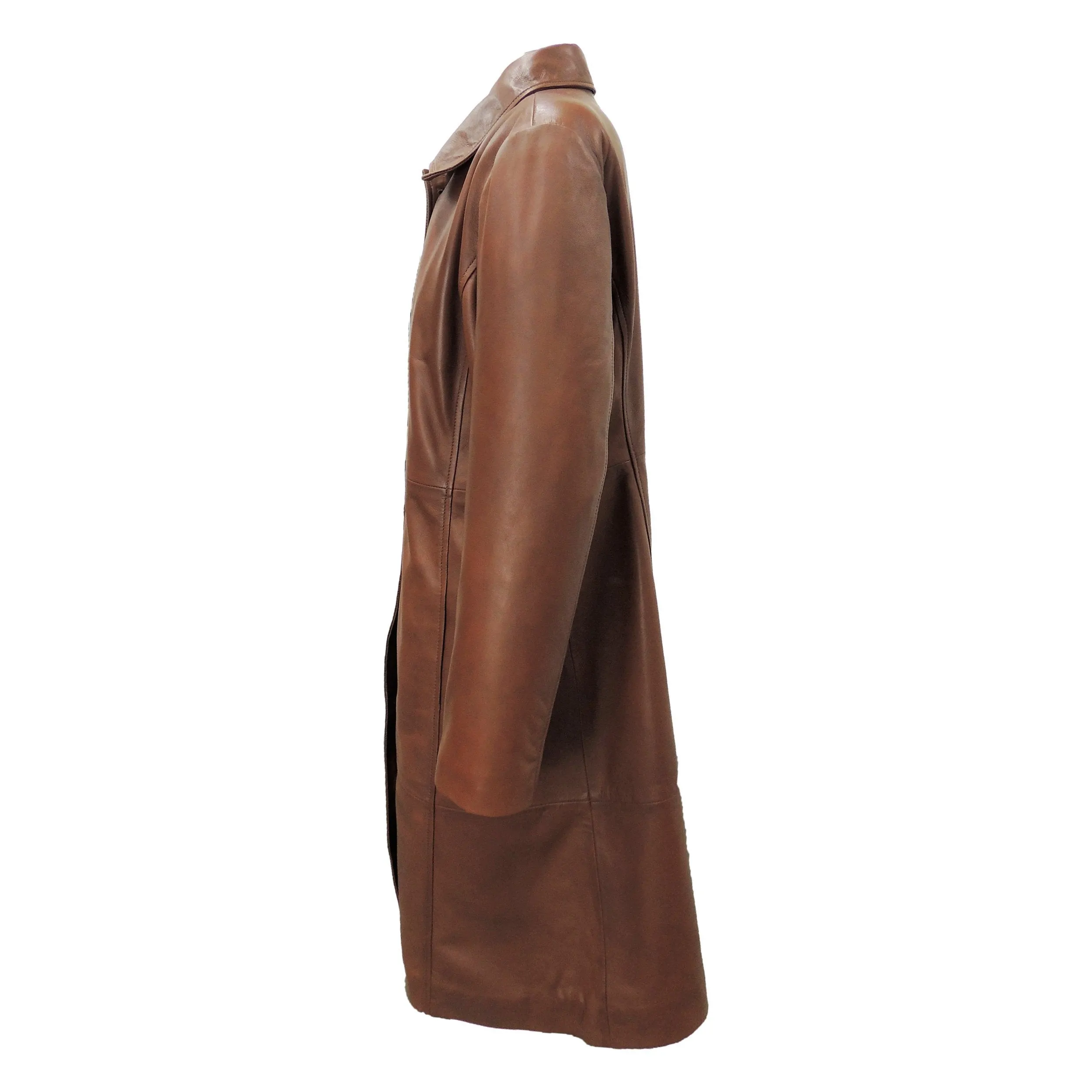 Womens Elegant Brown Leather Coat