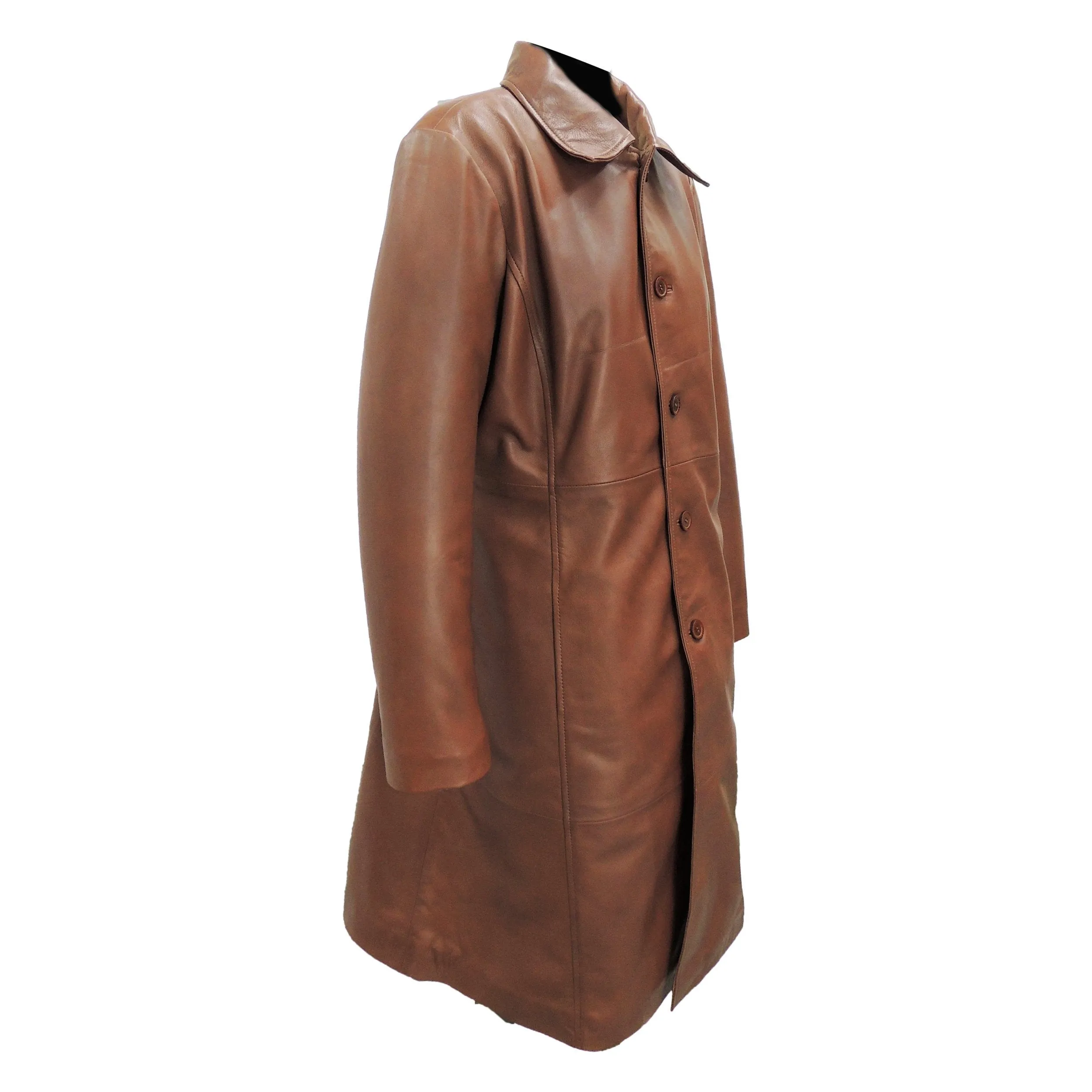 Womens Elegant Brown Leather Coat
