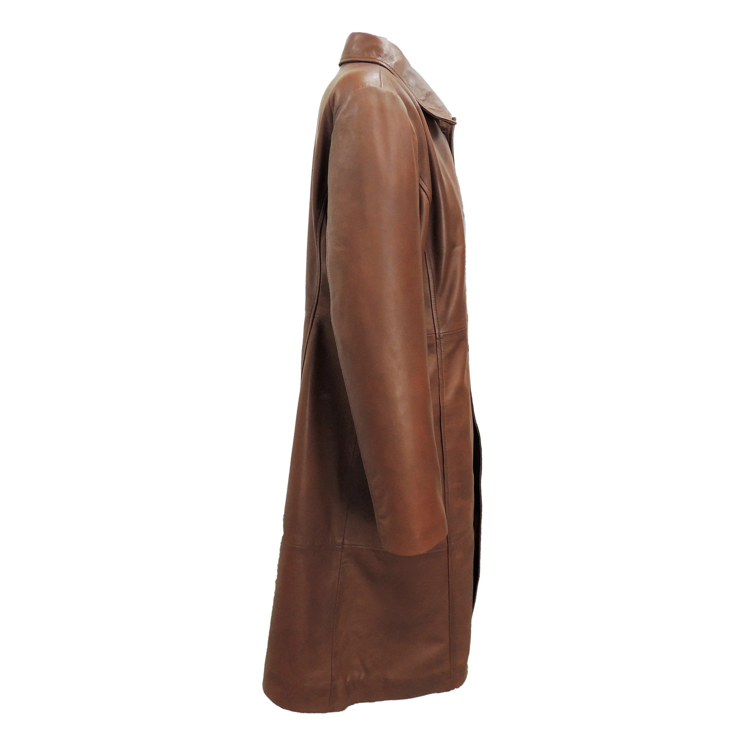 Womens Elegant Brown Leather Coat