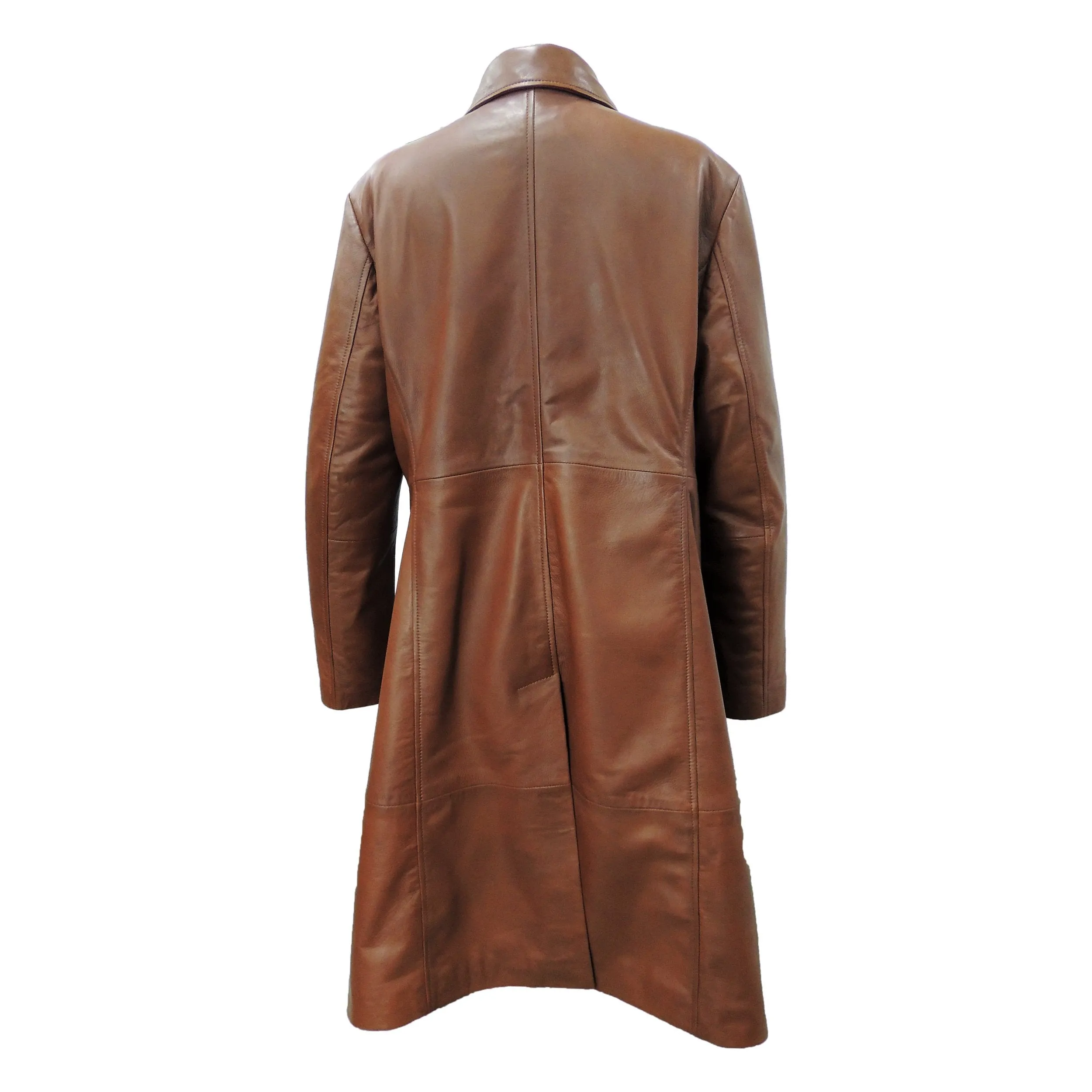 Womens Elegant Brown Leather Coat