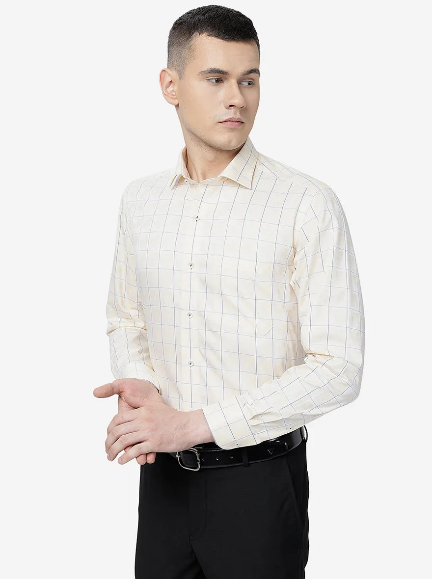 Yellow Checked Slim Fit Formal Shirt | Metal