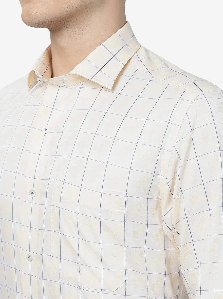 Yellow Checked Slim Fit Formal Shirt | Metal
