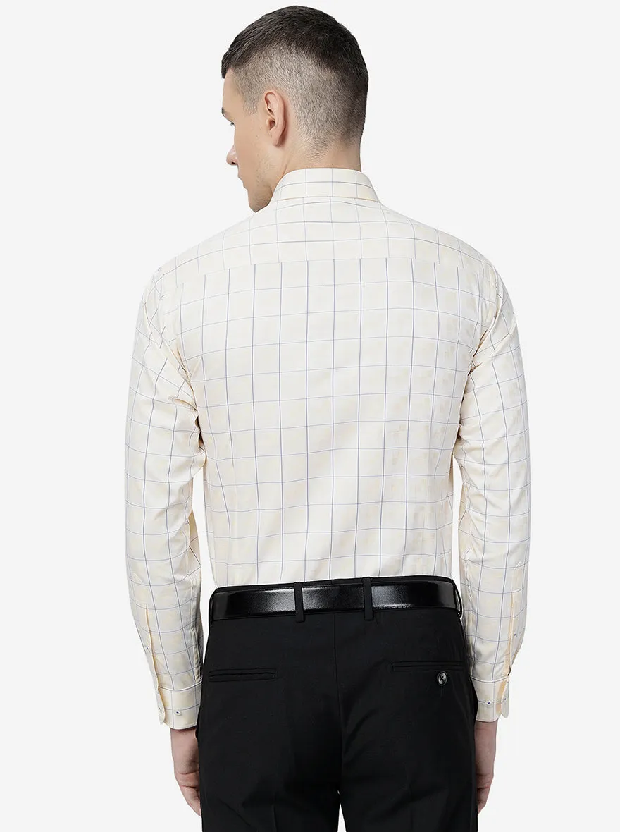 Yellow Checked Slim Fit Formal Shirt | Metal