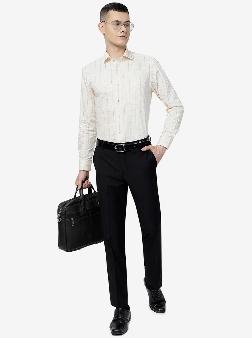 Yellow Checked Slim Fit Formal Shirt | Metal