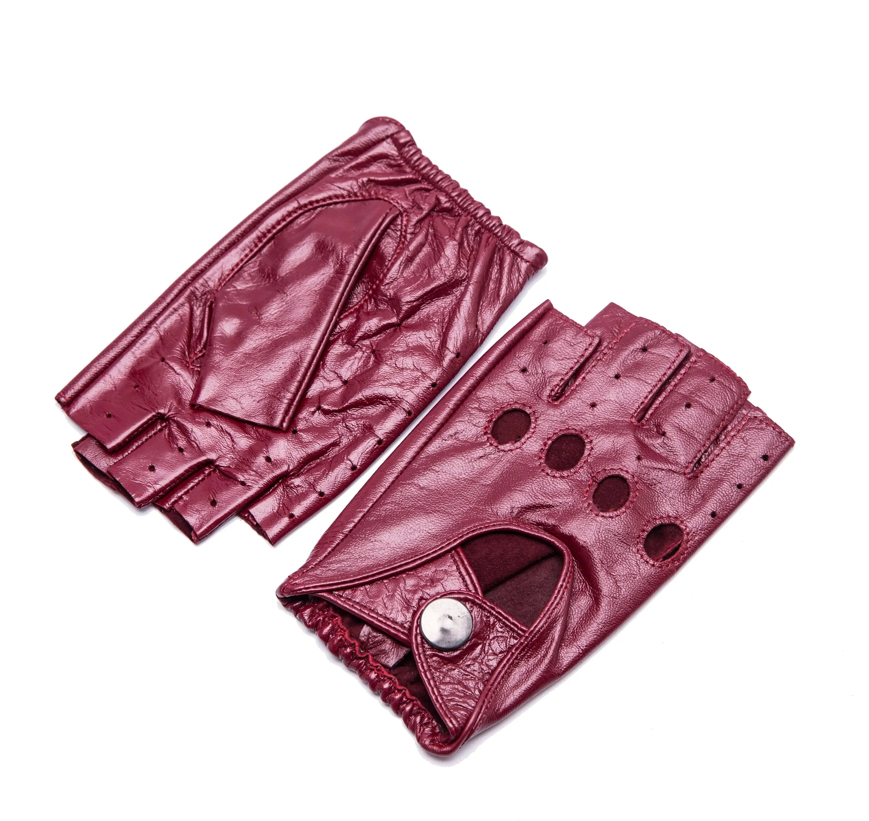 YISEVEN Women's Motorcycle Driving Fingerless Leather Gloves