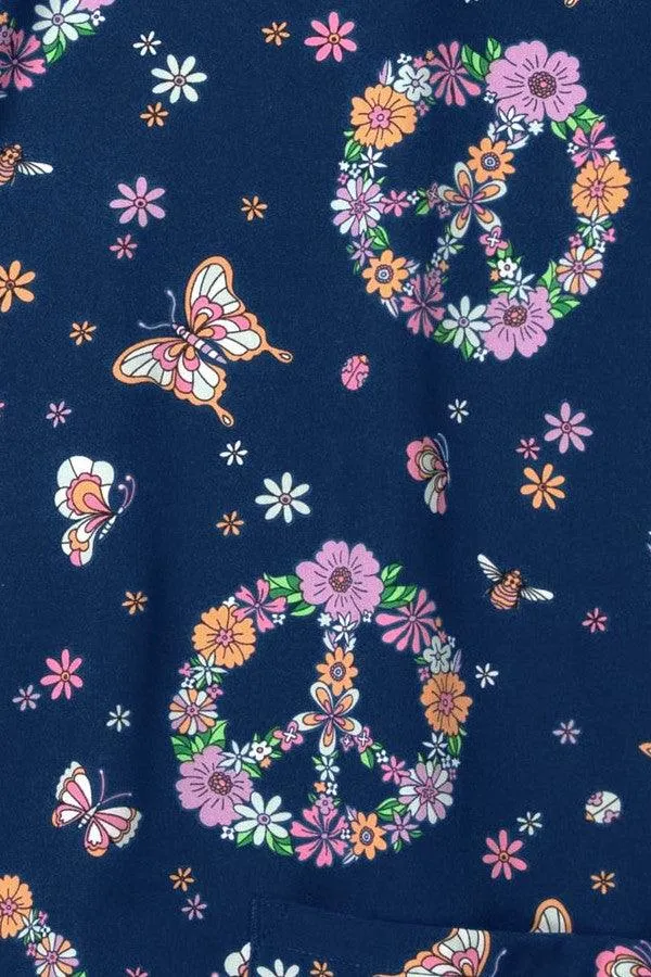 Z16213 Groovy Garden Women's Print Scrub Top